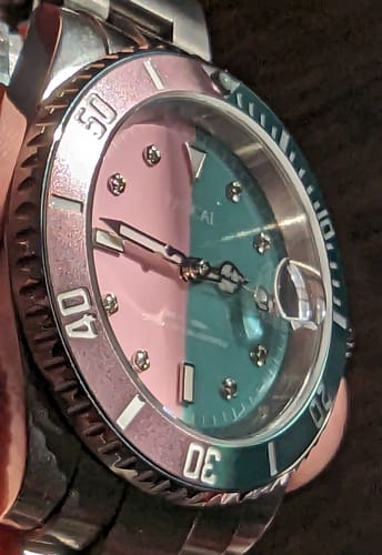 Customer photo review of Pascal Royal Luxe Diamond Watch (Cotton Candy Bezel)