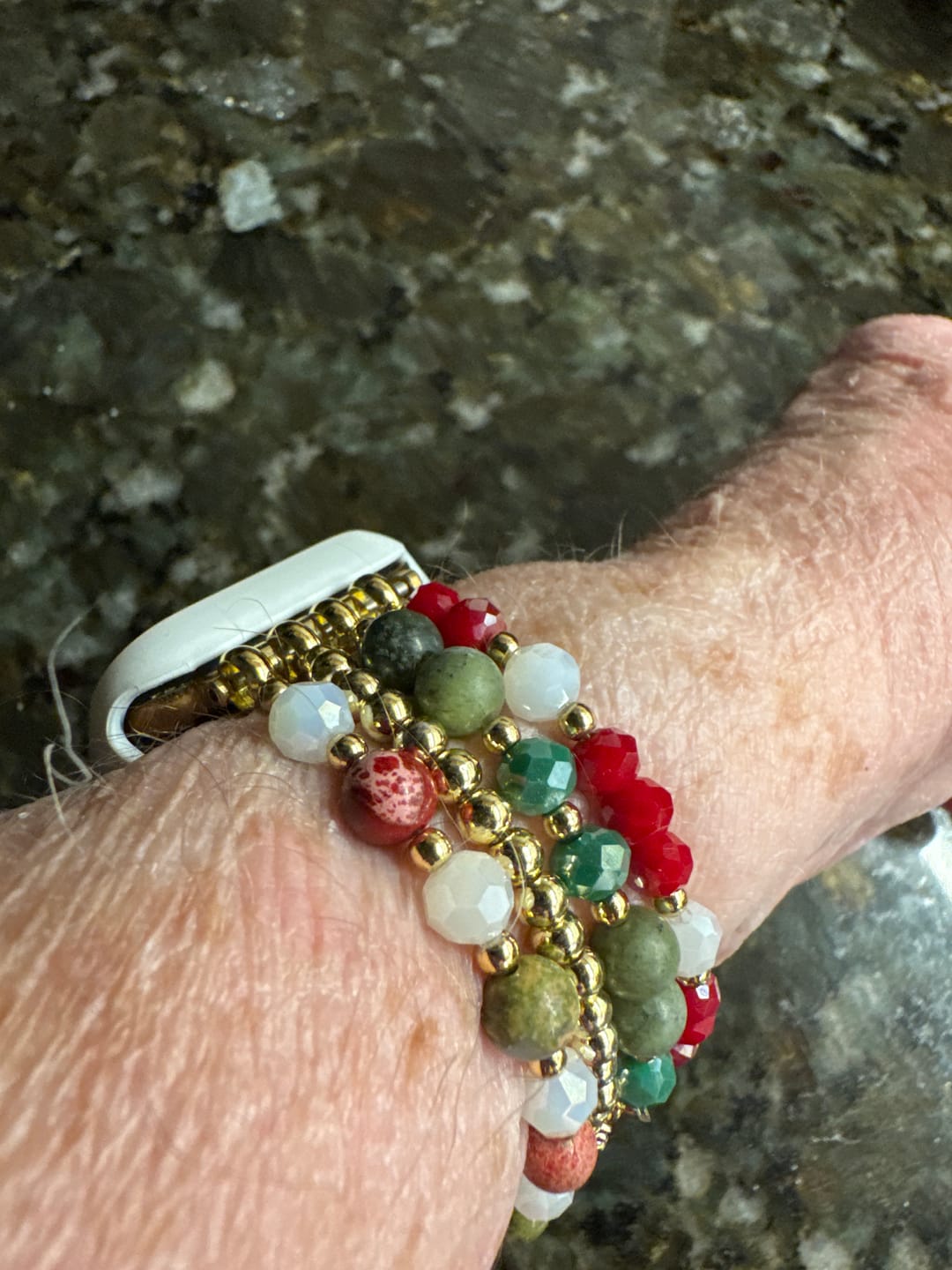 Customer photo review of Merry Filigree Stretch Apple Watch Strap