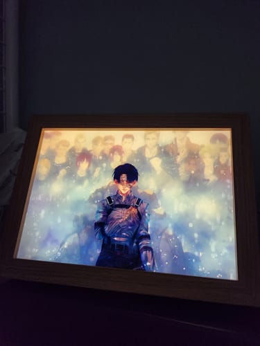 Customer photo review of A O T Series LED Light Painting Anime Photo Frame Wall Art