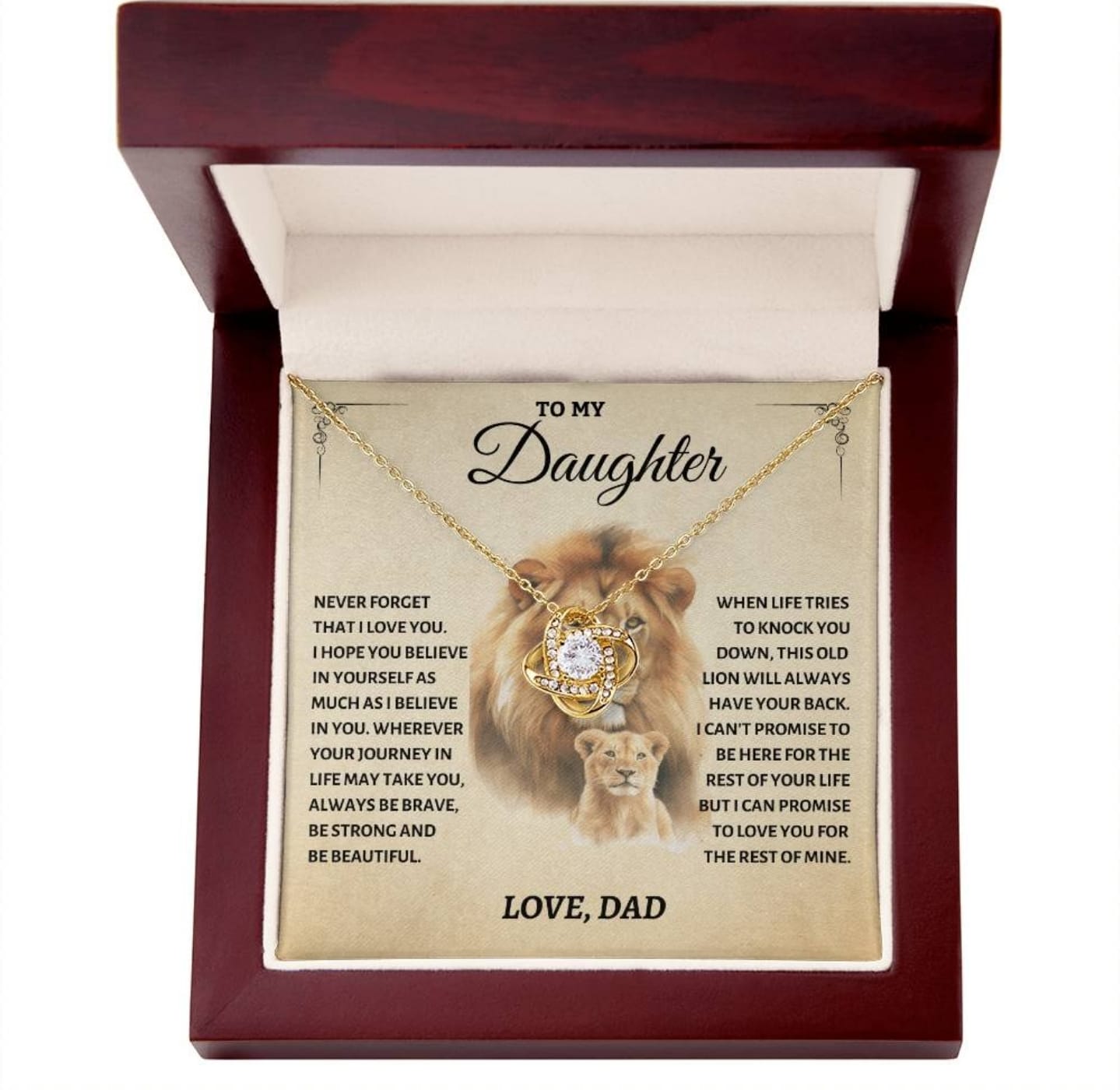 Customer photo review of Daughter Gift- Believe In Yourself- Love Knot Necklace