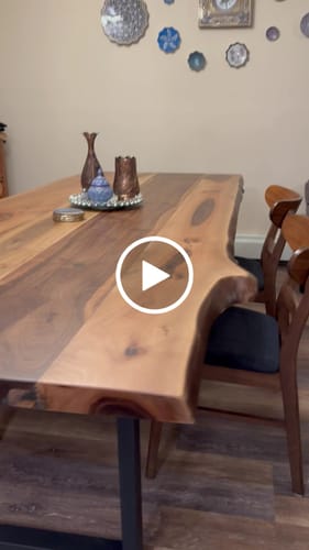 Customer video review of Custom Handmade Live Edge Walnut Dining Table for 6 v3