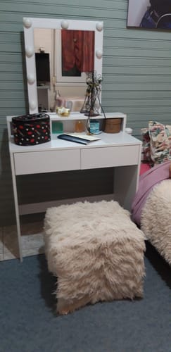 Customer photo review of Τραπέζι Μπουντουάρ Μακιγιάζ Μεικαπ Τουαλέτας Κρεβατοκάμαρας Καθρέφτης Λευκό με Φωτισμό LED Ρυθμιζόμενη Φωτεινότητα RD-T114W01