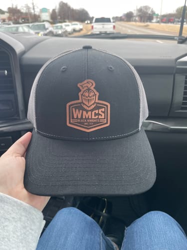 Customer photo review of Custom Leather Patch Trucker Hat - Richardson 115