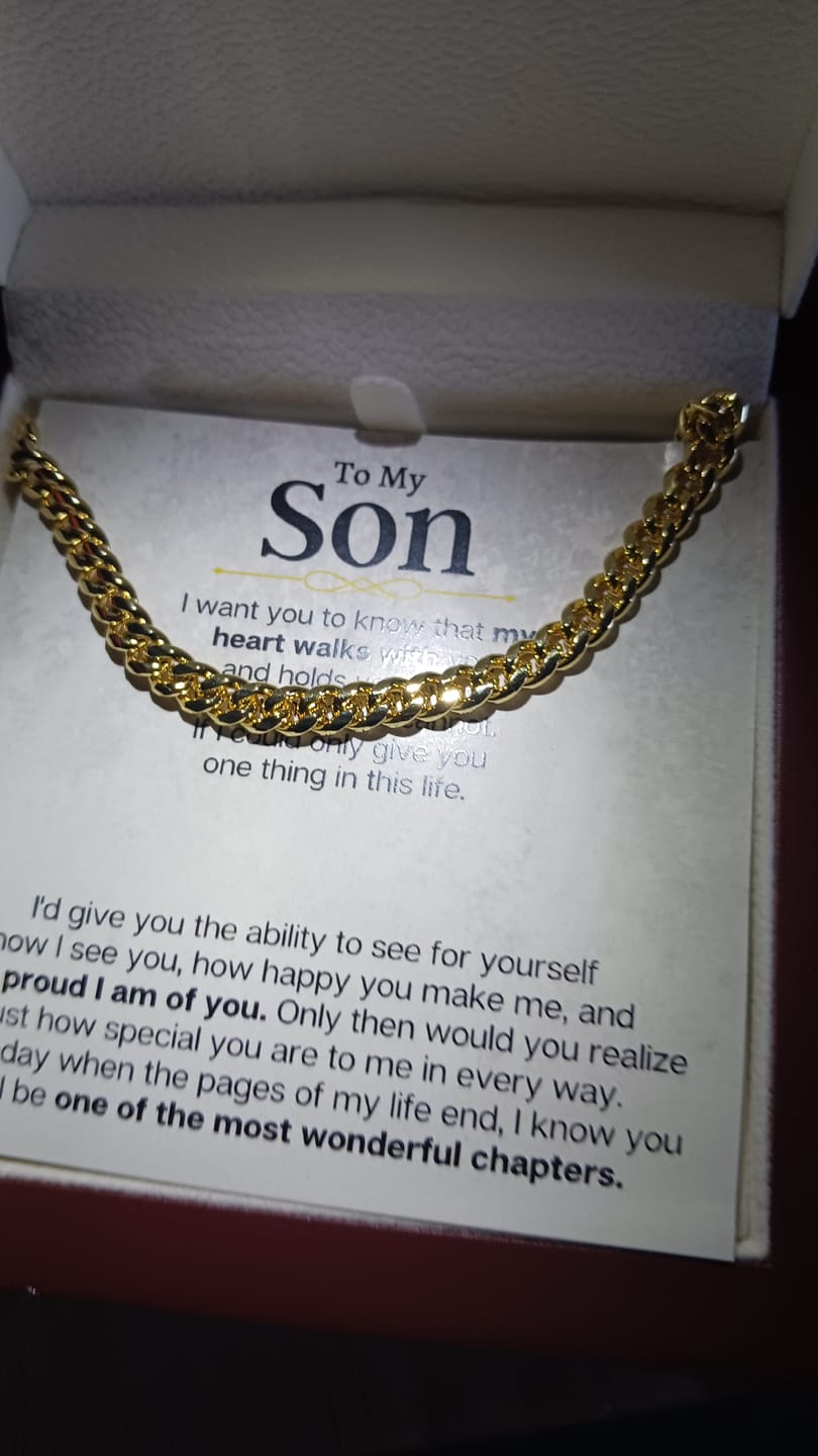 Customer photo review of To My Son - Cuban Link Chain Gift Set - SS161-S