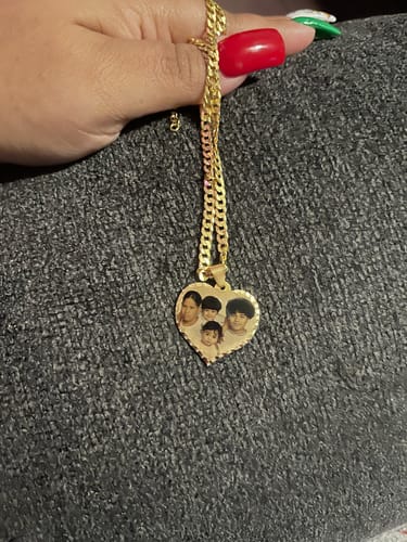 Customer photo review of Diamond Cut Heart Shape Photo Necklace
