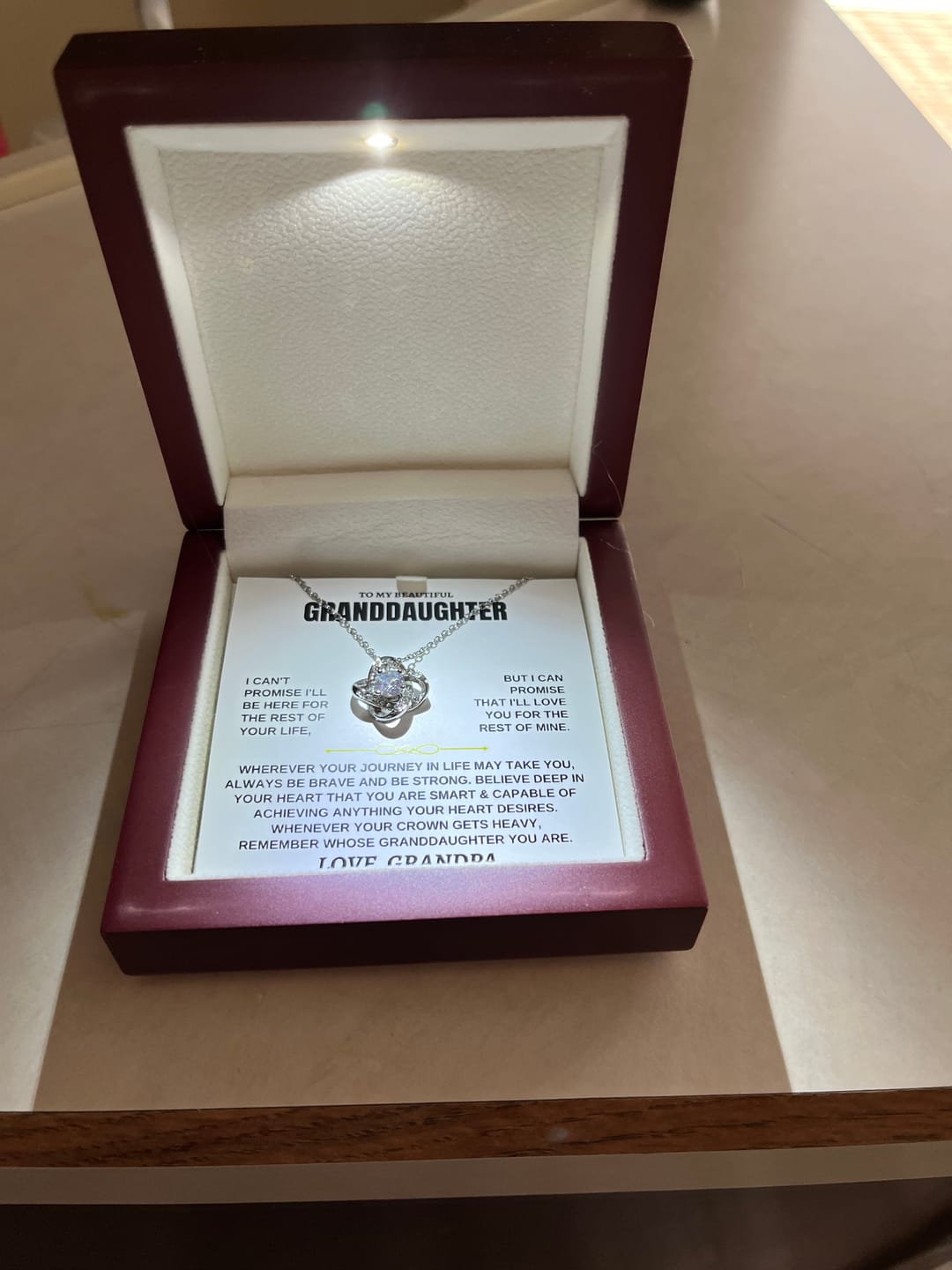 Customer photo review of To My Beautiful Granddaughter - Love Knot Gift Set - SS117LK