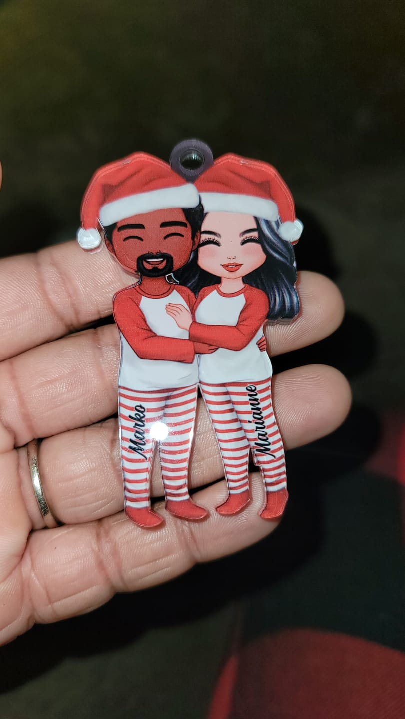 Customer photo review of Christmas Doll Couple Standing Hugging - Personalized Ornament