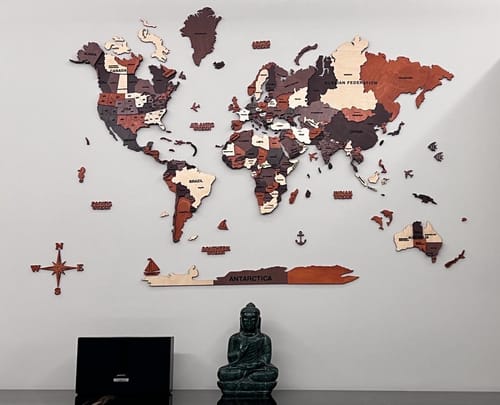 Customer photo review of 3D Wooden World Map Multicolor