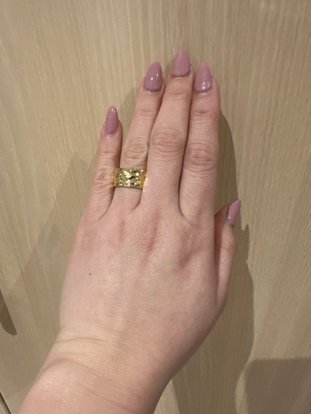 Customer photo review of Grecian Hammered Silver Stacking Ring