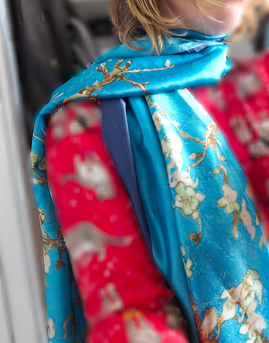 Customer photo review of Almond blossom silk Scarf