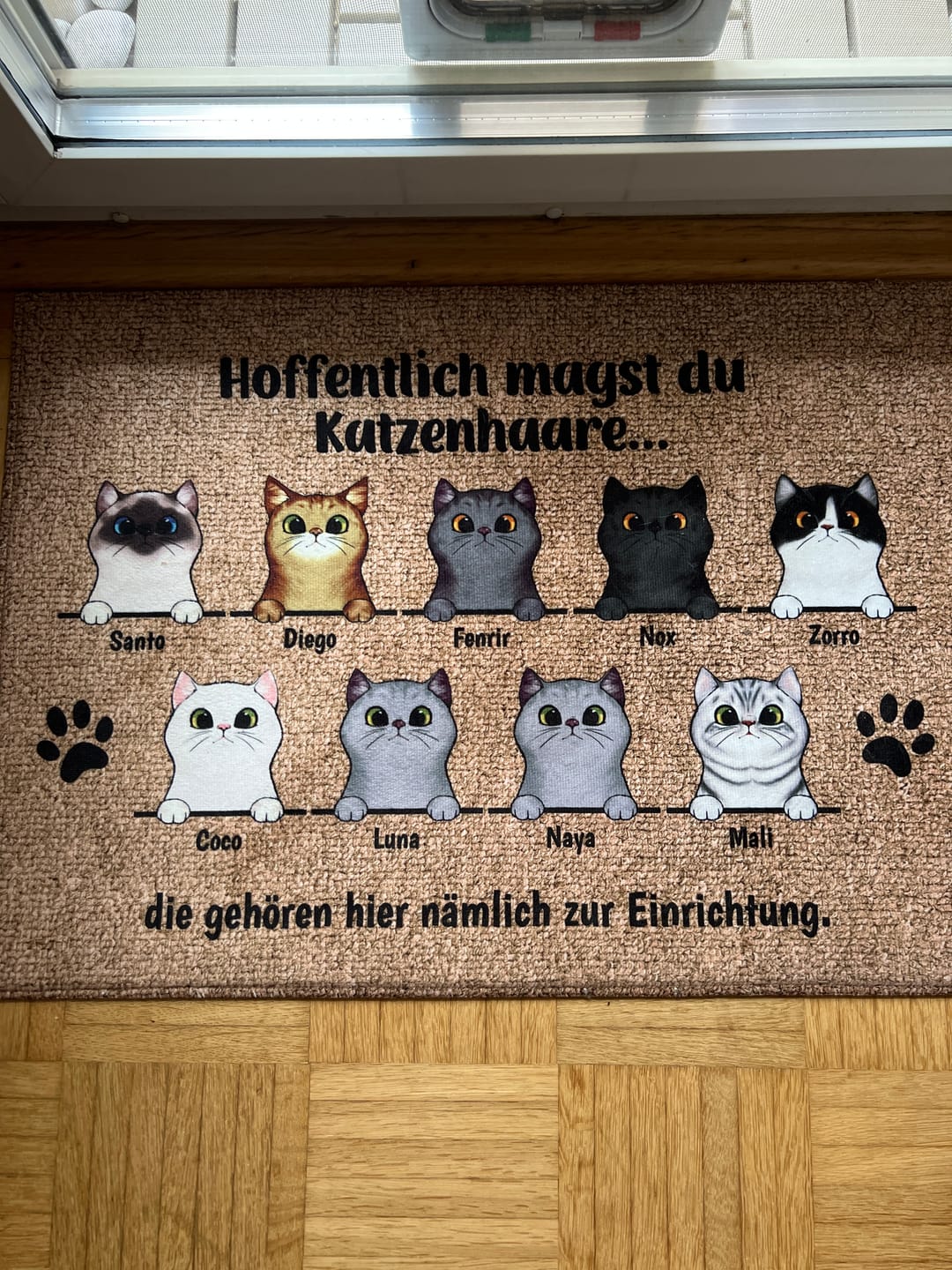 Customer photo review of Willkommen bei neugierigen Katzen - Individuelle Fußmatte