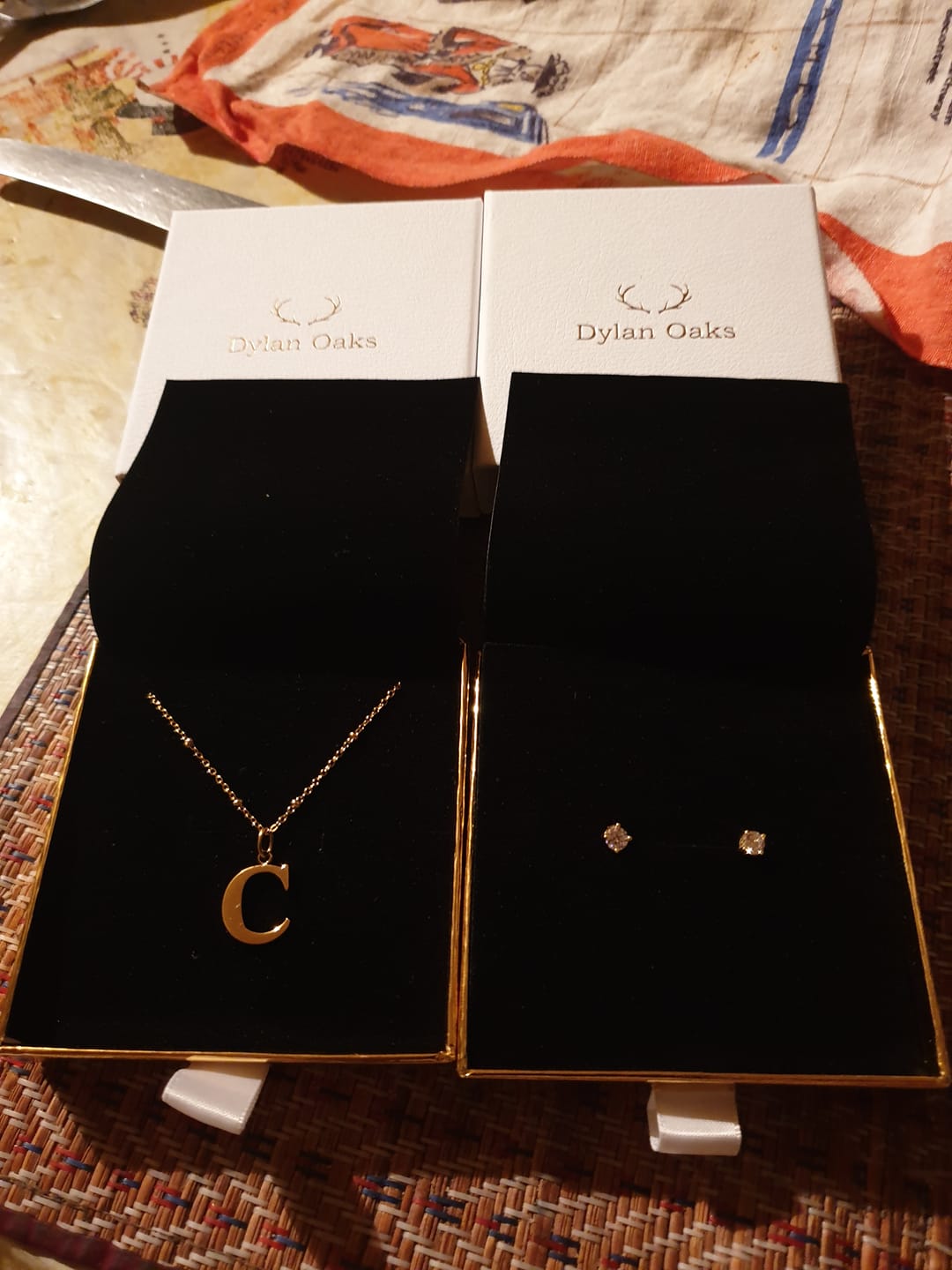 Customer photo review of C Initial Pendant Necklace + FREE Studs