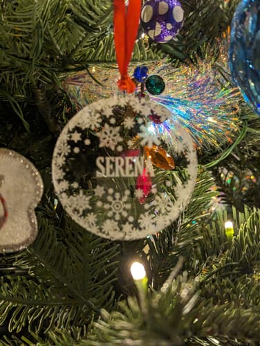 Customer photo review of Personalised  Snowflake Christmas Decoration