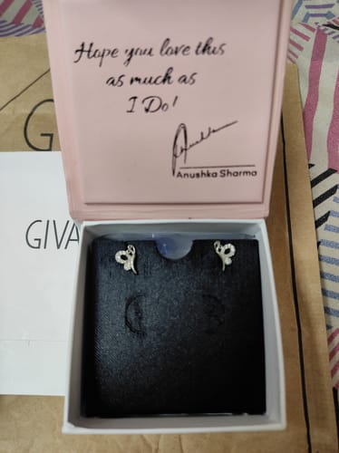 Customer photo review of Silver Love Like A Butterfly Studs