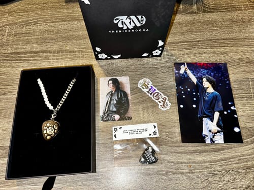Customer photo review of [PREORDER] BTS Suga Amygdala Necklace + Earring