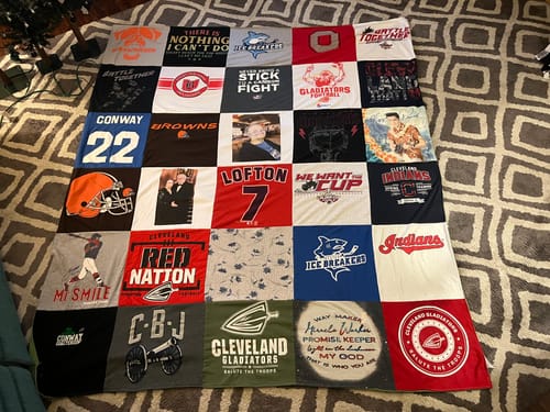 T-shirt quilt featuring cleveland browns, cleveland indians by Colleen from OH