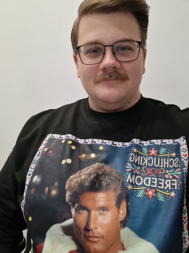 Customer photo review of I'VE BEEN SCHLUCKING FOR FREEDOM - Christmas Sweater