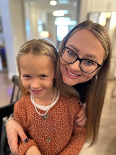 Customer photo review of sadie dog tag initial necklace