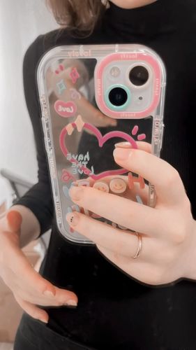 Customer photo review of Lovely Girl Heart Mirror iPhone Case