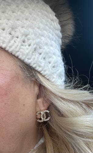 Customer photo review of DOUBLE C HALF DIAMONDS GOLD EARRINGS