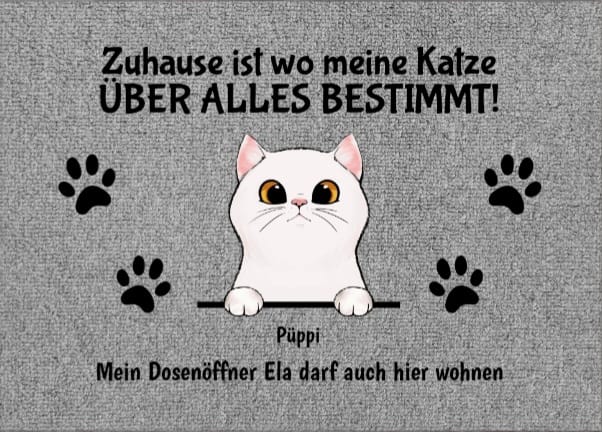 Customer photo review of Willkommen bei neugierigen Katzen - Individuelle Fußmatte