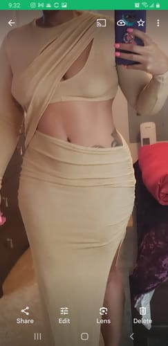 Customer photo review of Sexy Round Neck Irregular Cut Out Maxi Dress