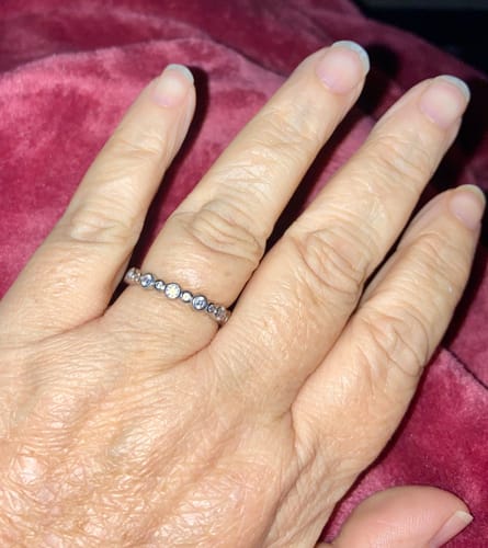 Customer photo review of Bubble Bezel CZ Eternity Ring in Sterling Silver