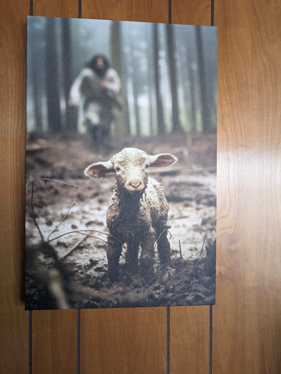 Customer photo review of Jesus Lamb of God, Jesus Running After Lamb, Wall Art Canvas