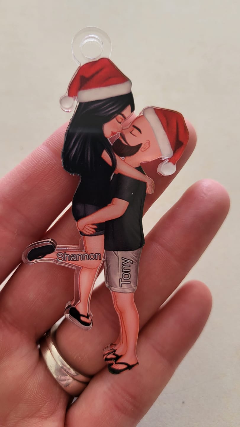 Customer photo review of Doll Couple Kissing Hugging  Personalized Ornament