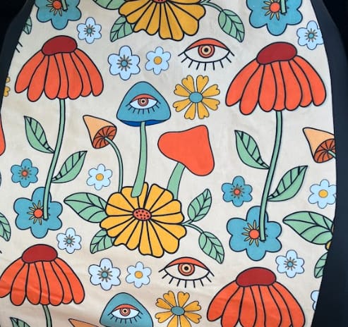 Customer photo review of Hippie Mushroom Love Premium Car Seat Covers (Set of 2)