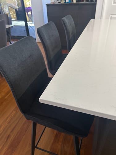 Customer photo review of Hayes Fabric Kitchen Bar Stool in Dark Grey