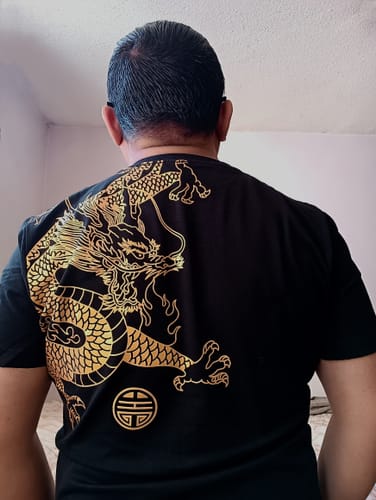 Customer photo review of Golden Dragon Foil Printing T-shirt