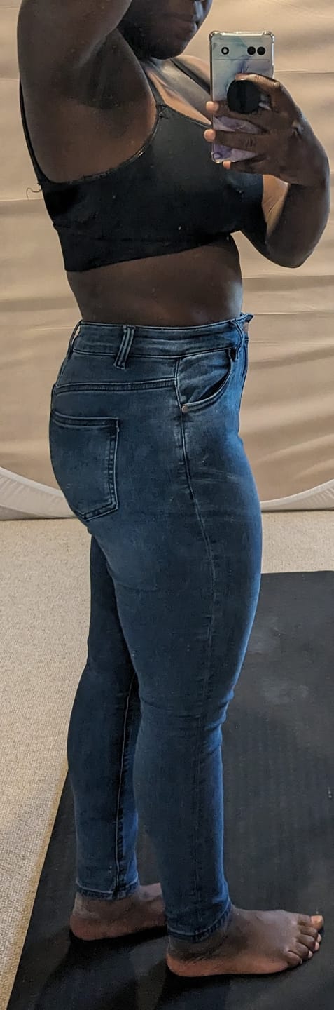 Customer photo review of Impact Mid Rise Skinny Jeans - Indigo