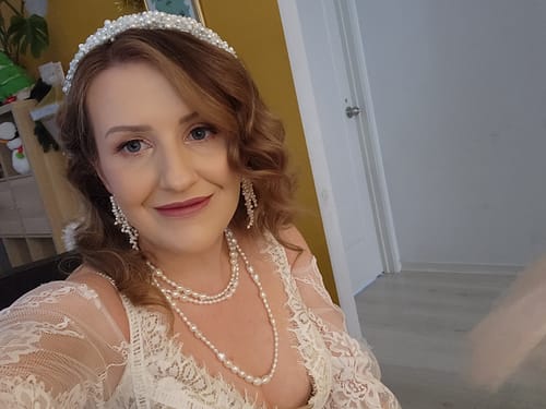 Customer photo review of ALVINA - Baroque Pearl 57" Long Necklace