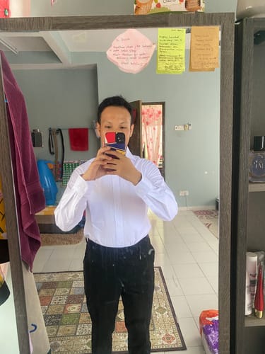 Customer photo review of Trousers With Belt Loop - Deep Black Plain (Stretchable)