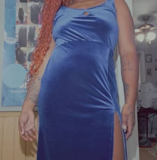 Customer photo review of Royal Blue Stretch Velvet