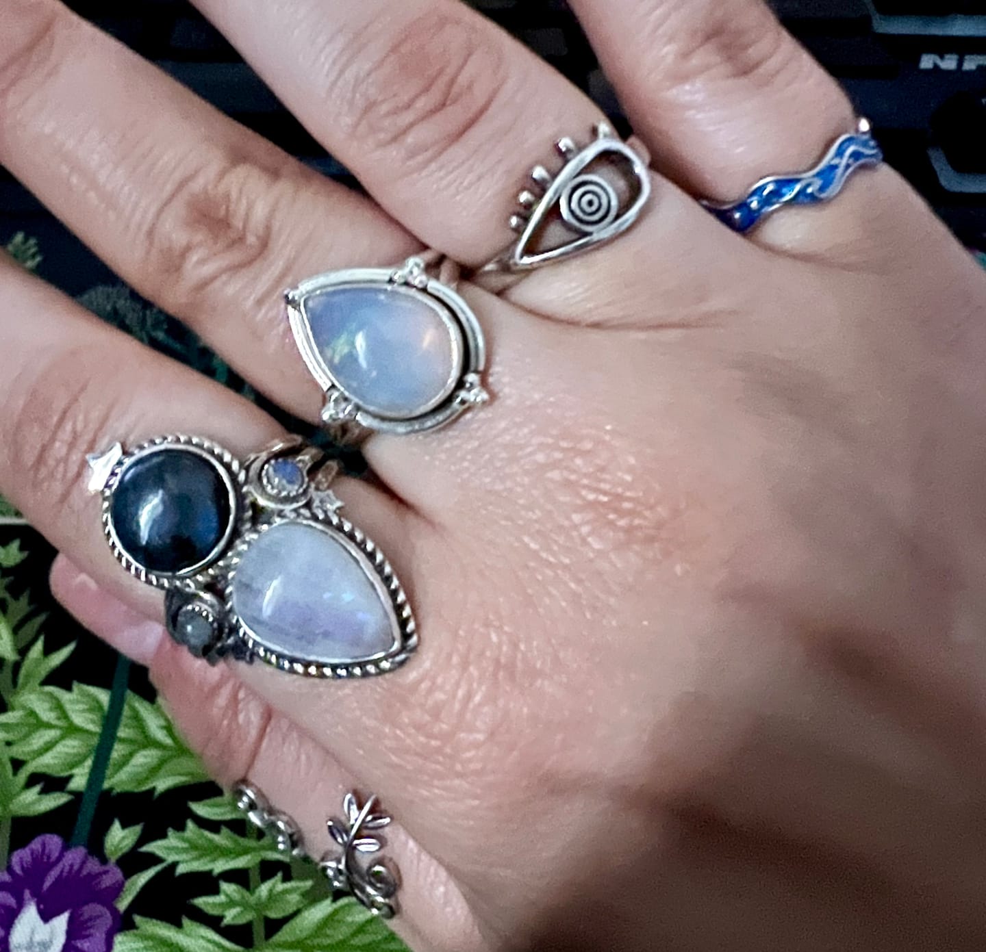 Customer photo review of Celestial Moonstone and Labradorite Silver Ring