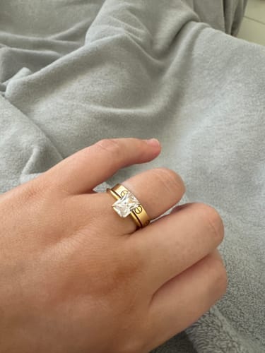 Customer photo review of The Maya Emerald Sapphire Engagement Ring