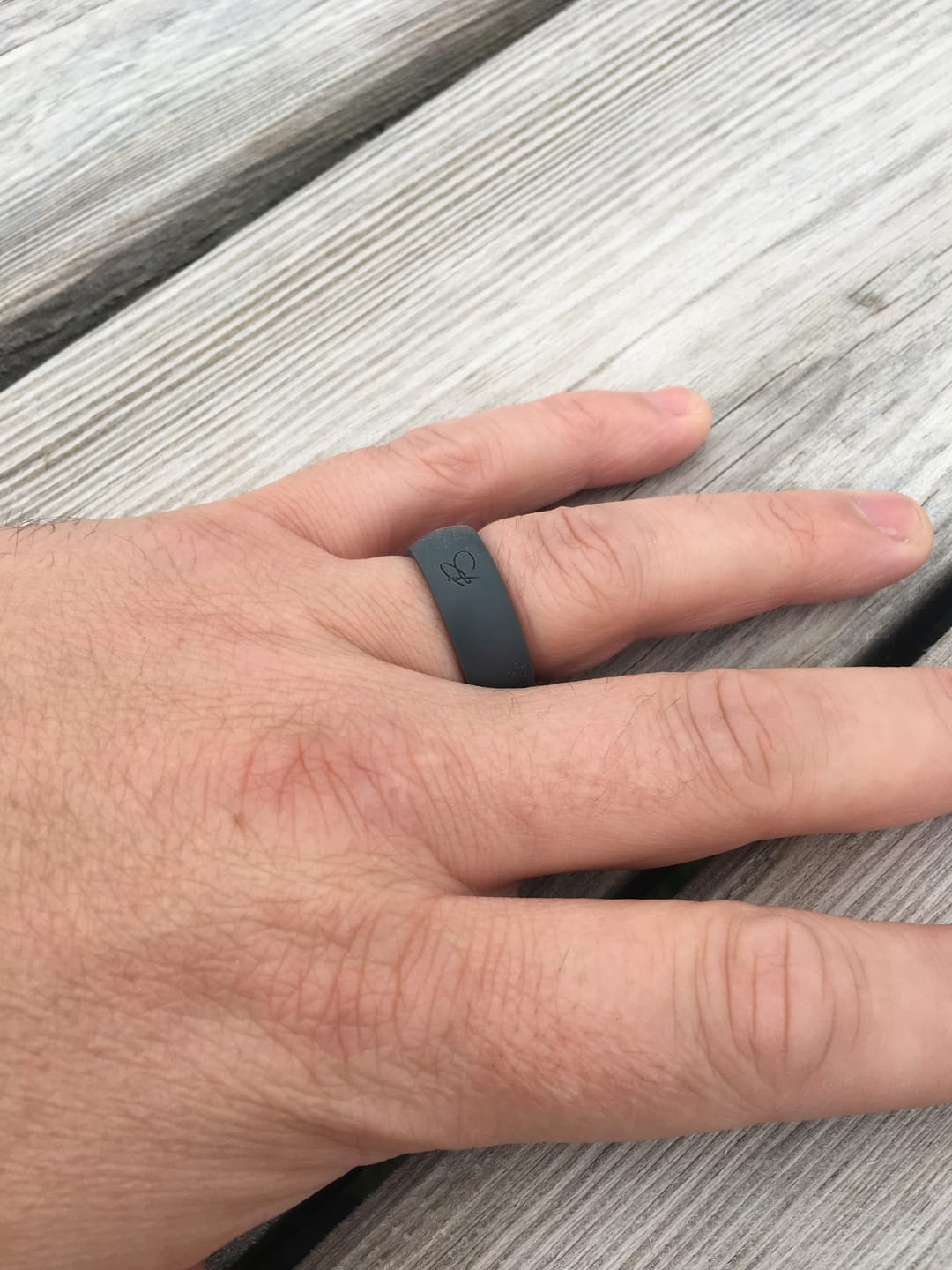 Customer photo review of botthms Charcoal Active Silicone Ring