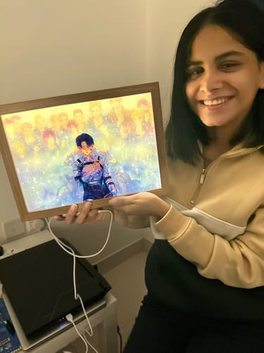 Customer photo review of A O T Series LED Light Painting Anime Photo Frame Wall Art