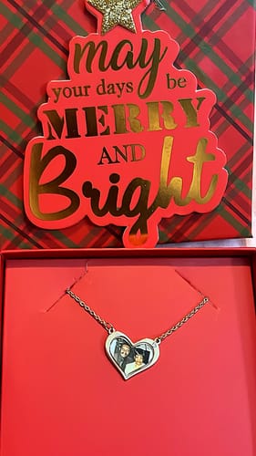 Customer photo review of Heart Shaped Photo Pendant With Zirconia on The Border