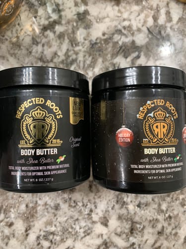 Customer photo review of Limited Edition Respected Roots Body Butter (Holiday Scent 8oz)