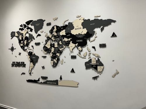 Customer photo review of 3D Wooden Grey Tones World Map Wall Art Multilayered - Multicolor