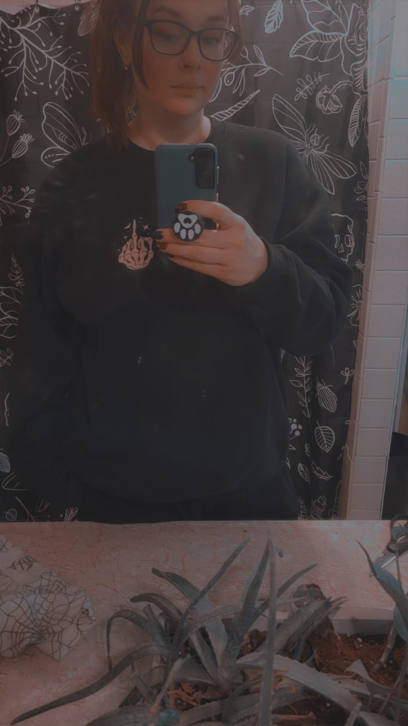 Customer photo review of hope they have books in hell sweatshirt
