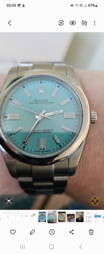 Customer photo review of Top Clone Rolex Oyster Perpetual 41 MM Turquoise tiffany Blue Dial Ref.124300 Movement Replica