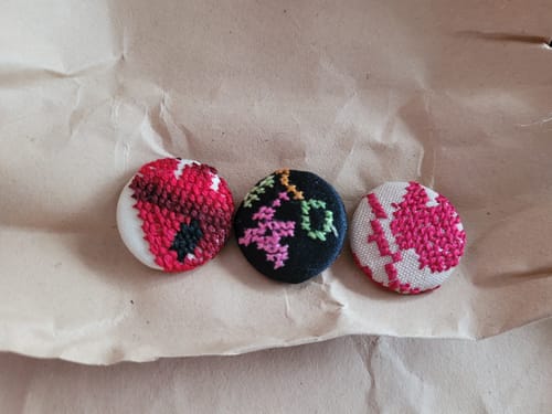Customer photo review of Three Embroidered Buttons