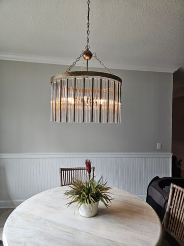 Customer photo review of 6-Light Aged Silver Fringe Glass Chandelier