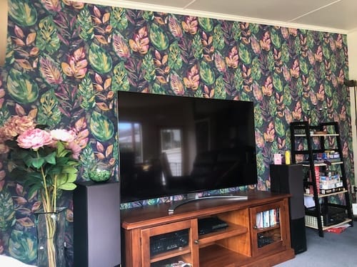 Customer photo review of Ponderosa Bird and Lemon Wallpaper - Teal