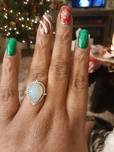 Customer photo review of Opal Teardrop Ring Sterling Silver