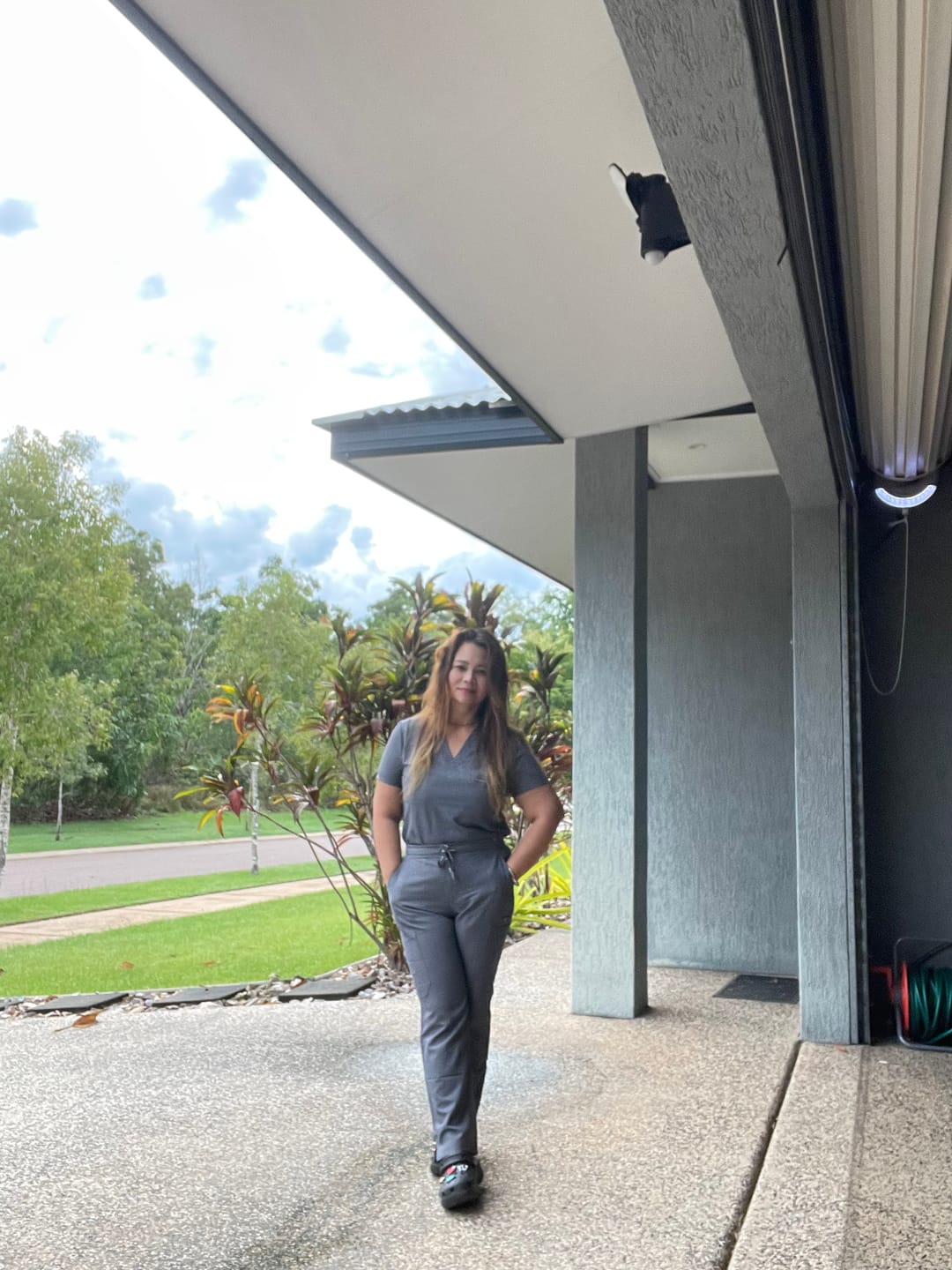 Customer photo review of CLARISSA SHORT - Skinny Leg Pants (Original SLTECH™ fabric) -Steel Grey - CLEARANCE